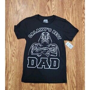 Mens Small Galaxy's Best Dad Short Sleeve T-Shirt Star Wars Fathers Day NEW